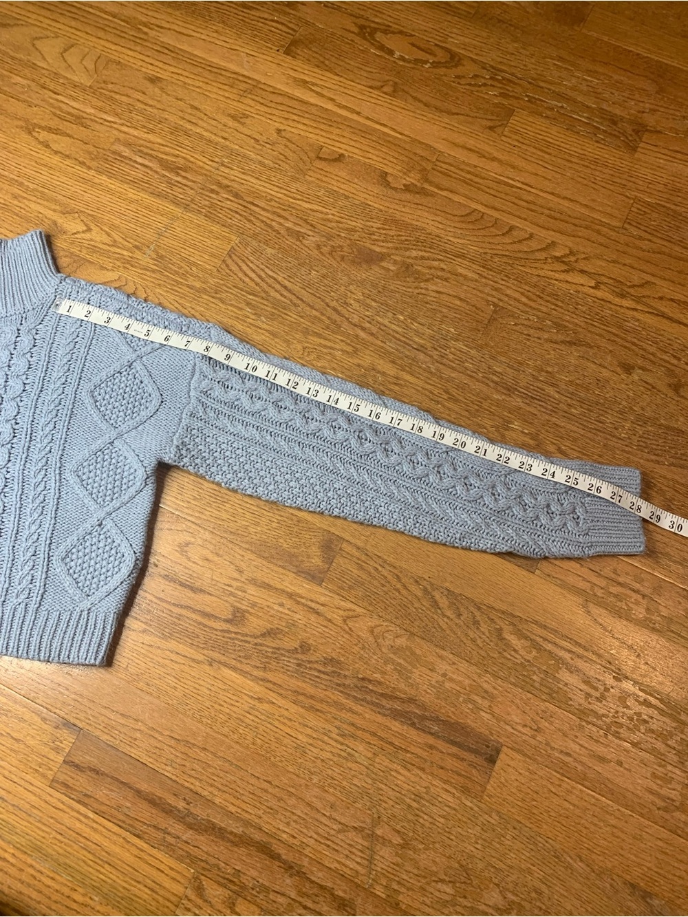 Cloth by RD Mock Neck Cable Knit Cropped Sweater Light Blue Periwinkle Small - Picture 7 of 7